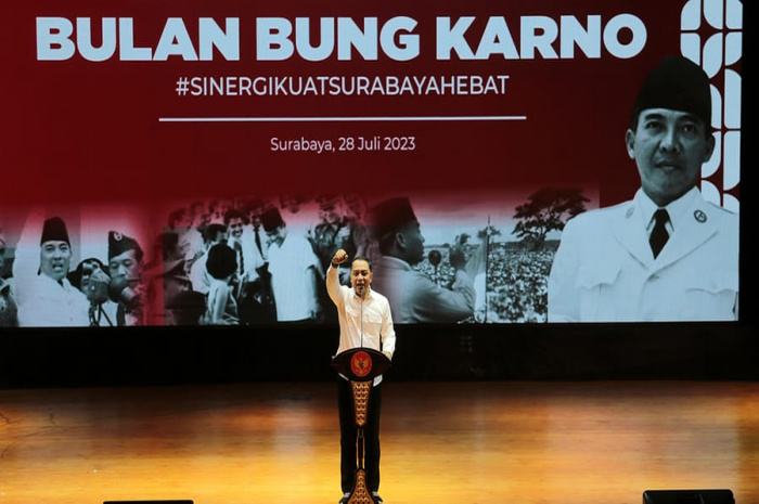 Wali Kota Surabaya Erik Cahyadi ketika menutup kegiatan peringatan Bulan Bung Karno. Pada Jum'at (28/08/23).