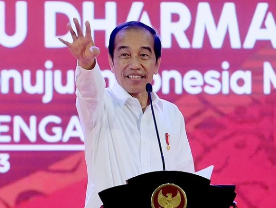 Presiden RI Joko Widodo, menandai selesainya revitalisasi TMII di Jakarta