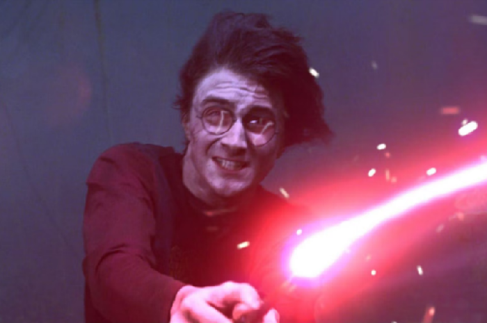 Harry Potter dan Lord Voldemort, sebelumnya dikenal sebagai Tom Riddle, masing-masing adalah protagonis dan antagonis.