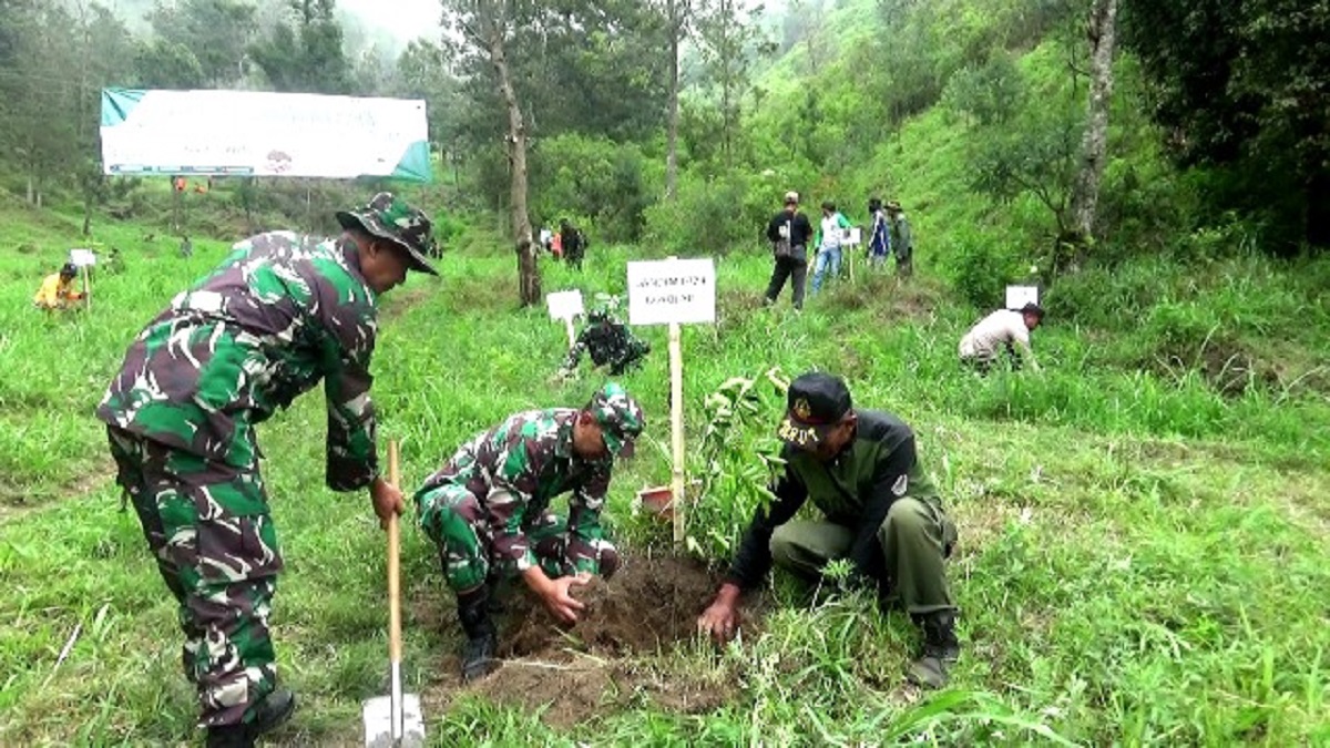 Ratusan Bibit Pohon Ditanam di Lereng Gunung Merapi dan Merbabu Boyolali