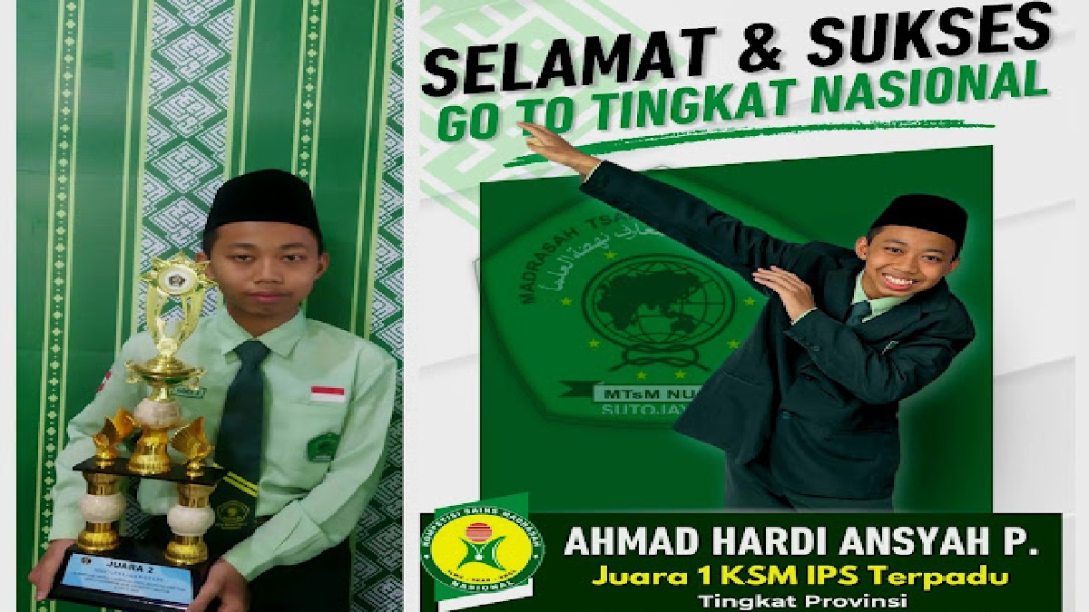 Siswa MTs Ma'arif NU 2 Sutojayan Blitar Raih Juara 1 KSM IPS Terpadu Provinsi Jatim 2024