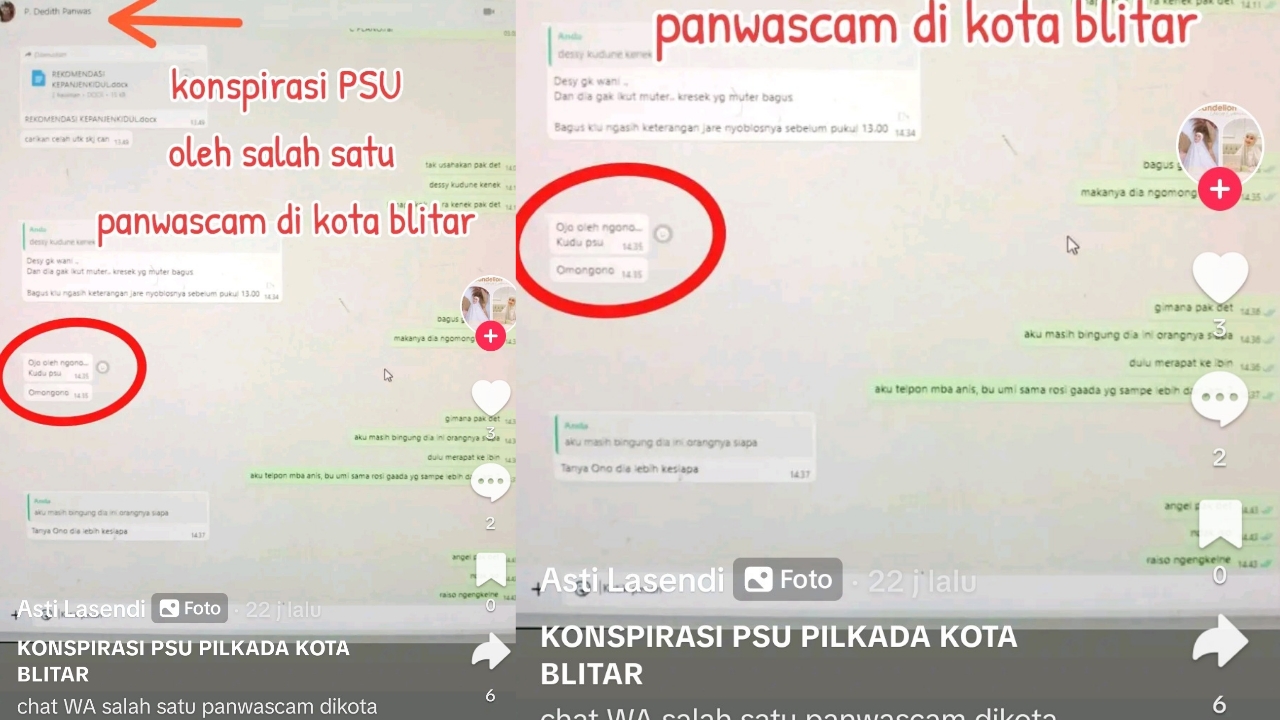 Waduh, Oknum Panwascam di Kota Blitar Diduga Kondisikan PSU